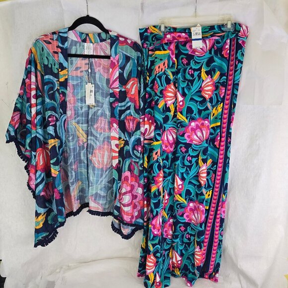 Trina Turk Other - Trina Turk cover up Kimono OSFM & Pants XL stretch Lux & Fun NWT Reg. $314